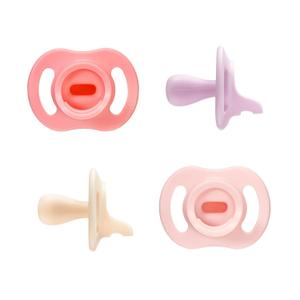 Tommee Tippee Ultra-Light StayPut Pacifier, One-Piece Silicone Design, 0-6m, 4 Pack (Lavender/Pink/Champagne/Blush)