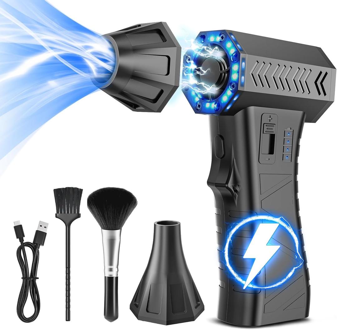 Compressed Air Duster - 300000RPM Super Power Electric Air Duster Variable Speed Compressed Air, 8000mAh Battery Fast Charging Canned Air, Mini Cordless Air Blower for Home/Keyboard/PC/Computer/Car (Black)
