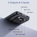 2026 2-Pack 10000mAh Portable Charger with Built in Cables, Travel Essential Battery Pack, 4 Outputs 2 Inputs Slim Power Bank with Cord Wires for iPhone 17/16/15/14, Samsung Galaxy S23/22, Pixel etc