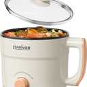 Stariver 1.5L Electric Hot Pot with Dual Power - Mini Portable Non-Stick Noodle Cooker for Ramen, Soup, Pasta, Egg, Oatmeal - Overheat & Boil-Dry Protection - Ideal for Dorm, Office, Travel Gift