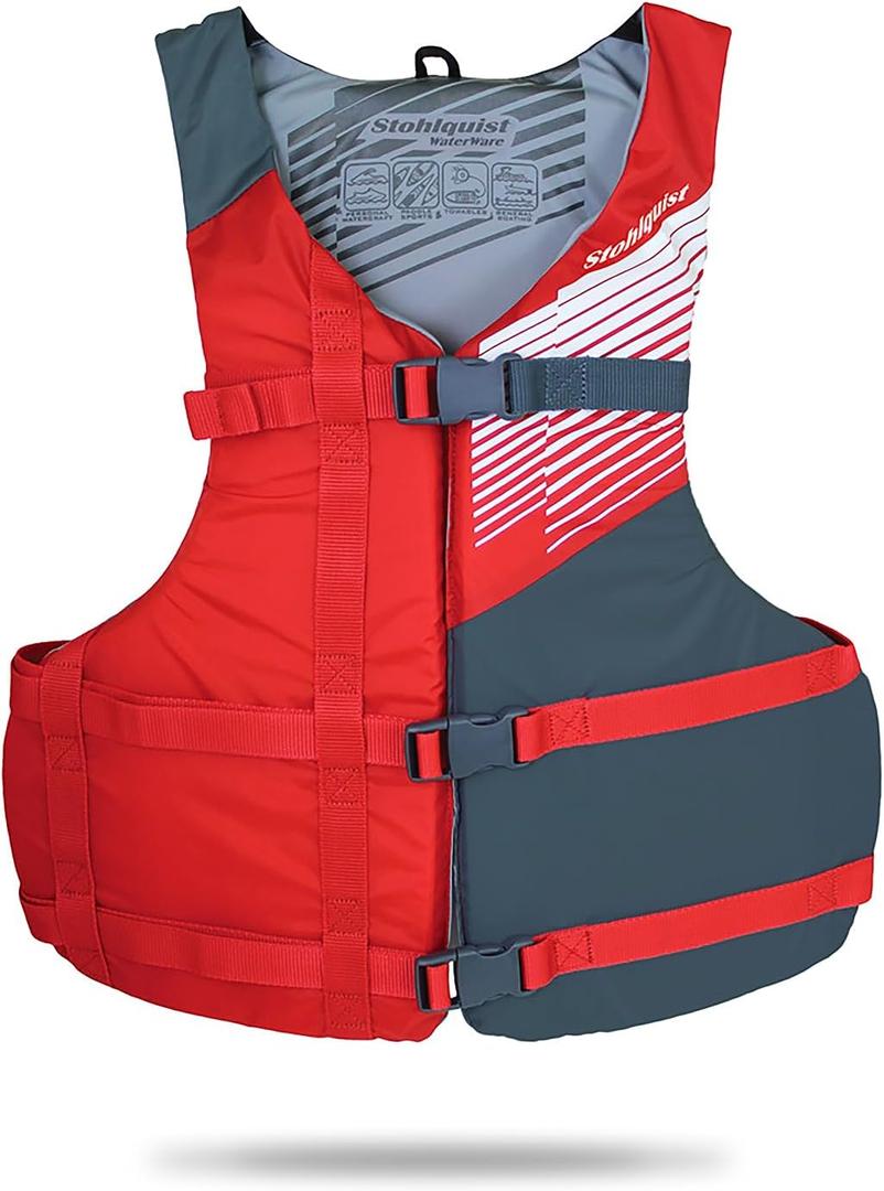 Stohlquist FIT Adult Life Jacket, US Coast Guard Approved Type III Life Vest, PFD for Men and Women, Easily Adjustable, Lightweight and High Buoyancy - Universal Fit (30-52" Chest), One Size