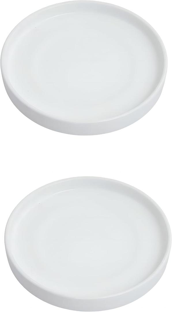 12 inch Matte White Ceramic Plant Saucer Set of 2 with Plant Saucer mat