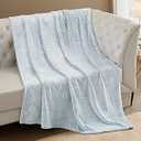 Exclusivo Mezcla Waffle Textured Mixed Slate Blue Fleece Blanket, Super Soft and Warm 50x70 inches Throw Blanket for Couch, Cozy, Fuzzy and Lightweight