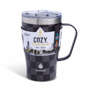 Manna Cozy  Stainless  Steel Mug Black Checkers 18 oz