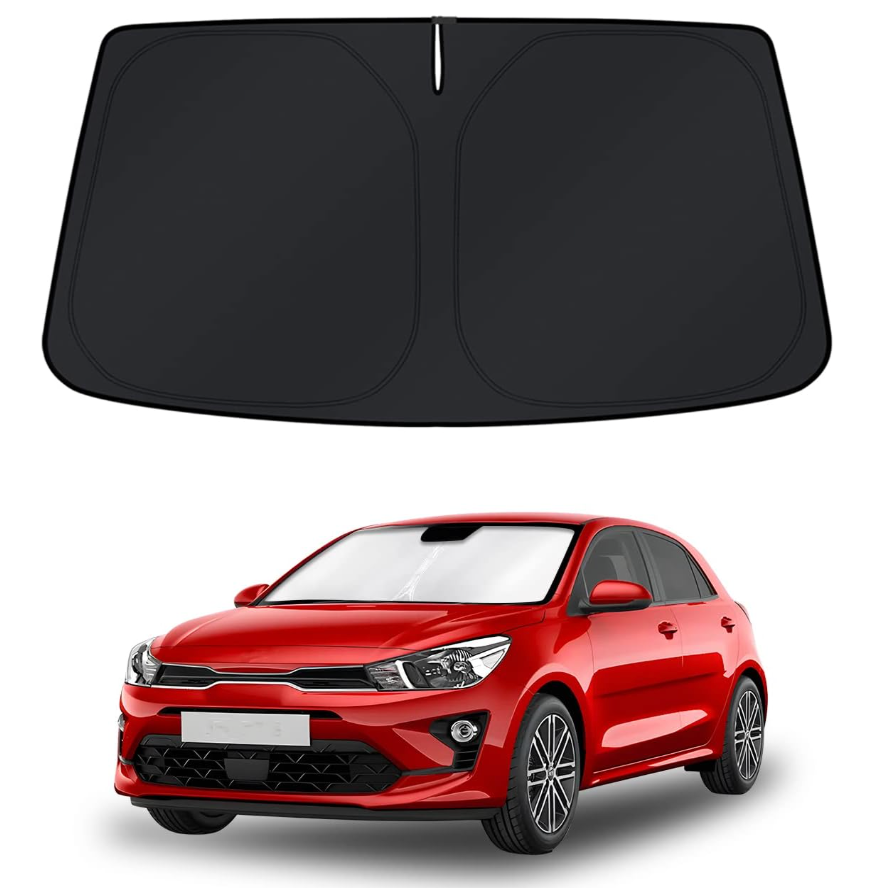 KUST Windshield Sun Shade for Kia Rio 2018-2021 2022 2023 Accessories 4 Layers Car Sunshade for Front Windows Shade Custom Fit Rio Sun Visor 260T Retractable Blocks Shade UV Rays