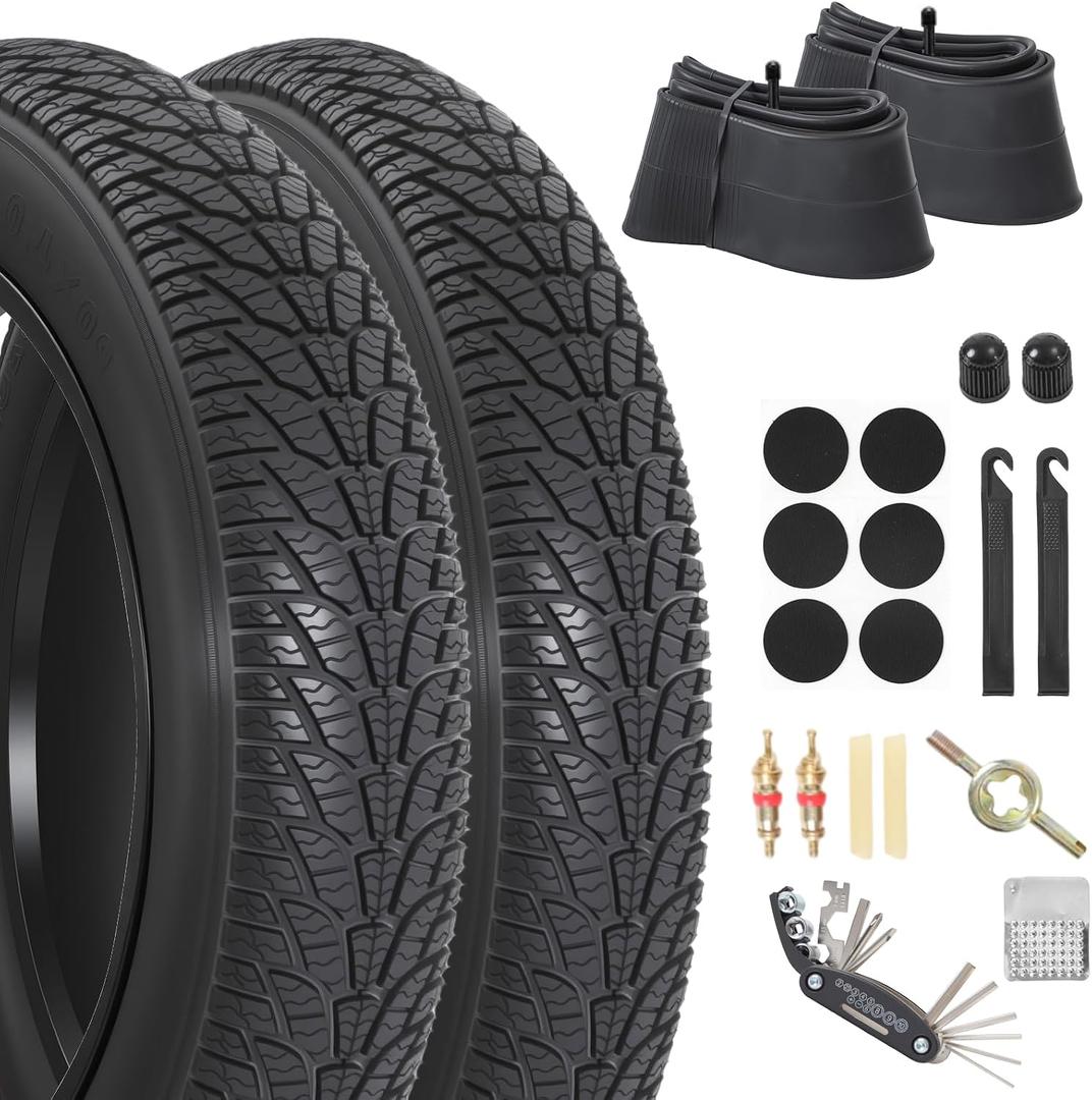 20x4.0/ 20x3.0/ 26x4.0 Fat Bike Tires, 20x4/ 20x3/ 26x4 Fat Tire Tube and Bicycle Repair Tool Kit, Foldable Heavy Duty Off-Road Bike, Ebike Fat Tires Replacement Set