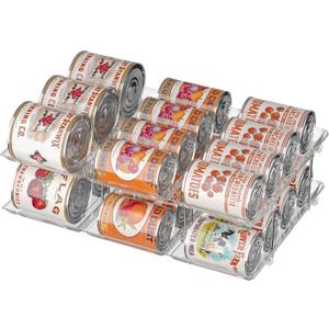 Can Organizer for Pantry Soda Can Organizer Automatic Rolling Food Pantry Storage Rack Can Dispenser for Fridge Holds 24 Cans, Fits 5.8-Inch Soda and Can, Set of 6