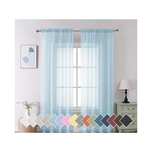 Aiyufeng 2 Pack: Basic Sky Blue Sheer Curtain Drapes 84 Inch Length 2 Panels for Living Room, Light Filtering Voile Drapes for Bedroom, Patio, Sliding Door, Each 40" W x 84" L