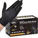 TitanFlex Heavy Duty Black Nitrile Gloves, Large, 6 Mil with Raised Diamond Texture, Industrial Work Gloves Disposable Latex Free, Powder Free, Mechanic Disposable Gloves (Box of 100)