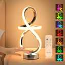 PutWish Modern Table Lamps, 3 Levels Dimmable Spiral LED Lamp with Memory Function, Touch & Remote Control Bedside Lamp with 16 Modes, RGB Color Changing Lamp Decoration Bedroom, Christmas Gift