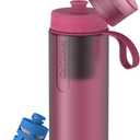 PHILIPS Water GoZero Active BPA-Free Water Bottle with Fitness Tap Water Filter, Sport Squeeze Water Bottle, Lightweight, 24 oz with Fitness Filter, Plum (24 Ounces)