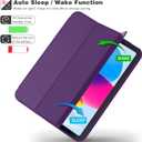 iMieet iPad (A16) Case 11th Gen/iPad 10th Generation Case [11-Inch 2025/10.9 Inch 2022] with Pencil Holder, Trifold Stand Smart Cover with Soft TPU Back,Auto Wake/Sleep(Dark Purple)