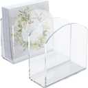 Napkin Holder, 2 Pack Clear Acrylic Napkin Tissue Holder for Table, Tissue Paper Cocktail Napkin Holder for Kitchen, Dinner Napkin Dispenser for Bar, Restaurant