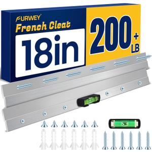 French Cleat, Picture and Mirror Hanger, Aluminum French Cleat, Headboard Wall Mounting Brackets with Screws(18Inch-1 Pair,Support 200 lbs)