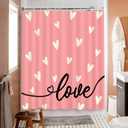Valentines Shower Curtain Bathroom Decor Pink Love with 12 Hooks 72 x 72 Inches - Style 5