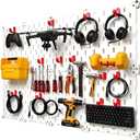 Kulle Peg Board, 8 Pack Pegboard Wall Organizer, Plastic Pegboard Panels, Easy Install Heavy Duty Peg Board for Walls Home, Garage Tool Storage, Office Organization, Craft Room, Kitchen(White)