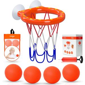 Bath Toys Bathtub Basketball Hoop for Toddler | Bath Toys for Kids with 4 Mold-Free Balls and Strong Suction Cups Basketball Hoop | Toddler Shower Toys and Fun Bathtub Toys for Boys and Girls