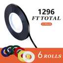 2 x 6 Pack 1/8 inch Pinstripe Tape - Whiteboard Tape Dry Erase Board Line Graphic Chart Adhesive Art Tape - Colored 1296FT Long Total