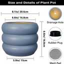 SQOWL Ceramic Pot for Plants - 8 Inch Plant Pot with Drainage Hole Planter for Indoor Plants Outdoor Flower Pot Decorative Plant Pot Unique Planter for Room Decorations Gray