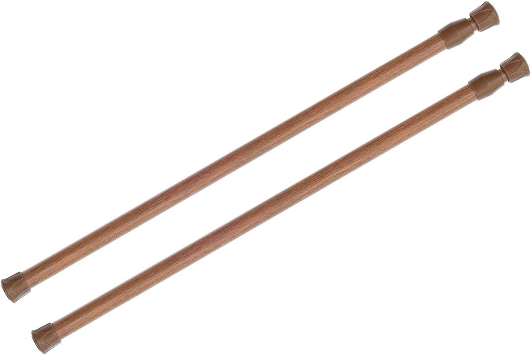 KXLife 2 Pack Spring Tension Curtain Rod for Window 28 to 48 Inch, Adjustable Expandable Small Curtain Tension Rods No Drill for Kitchen, Bathroom, Doorway, Cupboard(Oak)