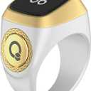 Smart Tasbih Zikr Ring, 20mm Muslim Digital Azan Alarm Clock, Tasbih Counter Smart Ring (White)