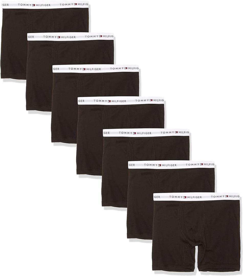 Tommy Hilfiger mens Underwear Cotton Classics Megapack Boxer Brief - (Large, 7 Black)