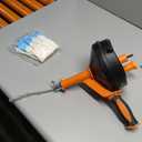 Drain Snake, Drain Auger with Drill Attachment, 25 Feet Plumbing Snake Auto Feed Flexible Hair Drain Clog Remover for Kitchen, Bathroom and Shower Sink with Gloves (Orange)