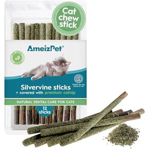 Silvervine Sticks Cat Toy, Natural Chew Stick for Dental Care Teeth Cleaning,Matatabi Cat nip Treat Toys for Indoor Cats& Kittens 6 Sticks