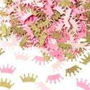 Sumind 300 Pcs Princess Crown Confetti Gender Reveal Confetti Pink Gold Glittery Prince King Crown Cutouts for Princess Party Decorations Baby Shower Girls Birthday Party Crafts Supplies for Table
