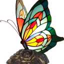 Small Tiffany Table lamp Stained Glass Butterfly Desk Lamp 7X5X9.8 Inch Accent Antique Light (Blue Butterfly)