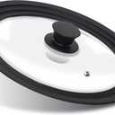 Anaeat Silicone Universal Lid for Pots, Pans and Skillets - Tempered Glass Covered with Heat Resistant Silicone Rim Fits 9.5", 10" and 11" Diameter Cookware -Easy to Use Replacement Frying Pan Cover