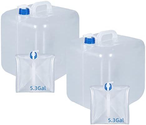 UMETASS 2 Pack Collapsible Water Container with Spigot, Foldable Cube Water Jugs Portable Water Storage for Outdoors Camping Hiking Disaster Preparedness & Survival Gear , 5.3 Gallons