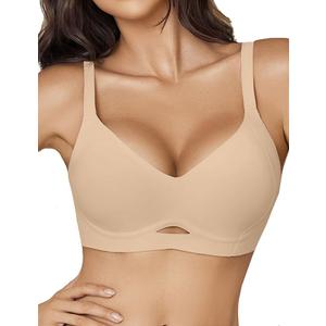 Avidlove Seamless Bras for Women Wireless Push Up Bra Comfort Full Coverage Bralette Supportive No Underwire T-Shirt Bra L