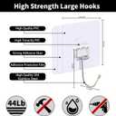 3 x Heavy Duty Adhesive Wall Hooks, Stainless Steel Sticky Hooks for Hanging, Towel & Coat Hooks Wall Mount, Waterproof Bathroom Hooks, Door Hooks for Hanging, No Drill, 44 lbs(Max) (10PC)