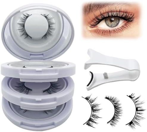 Ginani Magnetic lashes,Erala Craft Magnetic Eyelashes with Applicator Natural Look,3D Soft Flex,Reusable No Glue Needed Soft Lashes for Wmen with All-Day Wear(Natural+Fuller+Simple)