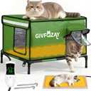 Cat House for Outside Use 900D Oxford Cloth, Outside Cat House Weatherproof with Remote Control Heated Pad, Insulated Cat Houses with Removable Feet to Isolate Moisture, Against Extreme Weather