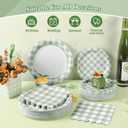 150Pcs Sage Green Gingham Party Supplies Green Gingham Paper Plates and Napkins Green Plaid Plates Disposable Greeny and White Plaid Party Decor for Birthday Family Picnic BBQ Party,Serves 50 Guests