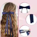 2 x 16 Pcs Hair Bows for Women Hair Ribbon Bowknot Hairs Bows With Long Tail Solid Hairs Bow Clips Barrettes for Women Accessories (12 Colors)