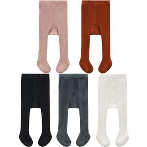 CECORC Baby Girls Tights Toddler Cable Knit Leggings Thick Cotton Infant Stockings Pantyhose 1-10T (5 Pack (Black/White/Lightpink/Redbrown/Darkgrey))