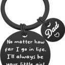 5 x Father's Day Gifts for Dad from Daughter - Dad Birthday Valentine's Day Christmas Gifts, No Matter How Far I Go in Life I'll Always Be Your Little Girl Father Daughter Keychain