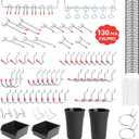 130PCS Pegboard Hooks Assortment - Peg board Hooks for Hanging Tools with Pegboard Bins & Cups,1/8-Inch Pegboard Wall Organizer - Ideal for Organizing in the Garage Kitchen Workbench Craft Room