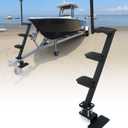 Heavy-Duty Boat Trailer Steps with Safety Grab Handle, Non-Slip Surface, Trailers Tongue Step Compatible with Most Deep V, Patent Pending, 4 Steps