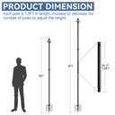 FIASON 9 FT Tangle Free Flag Pole in Ground with Solar Light & 5 Prongs Base, Thickened Heavy Duty Flag Pole Holder, Flagpole Kit for Residential or Commercial (1 Pack, Black, Without Flag)
