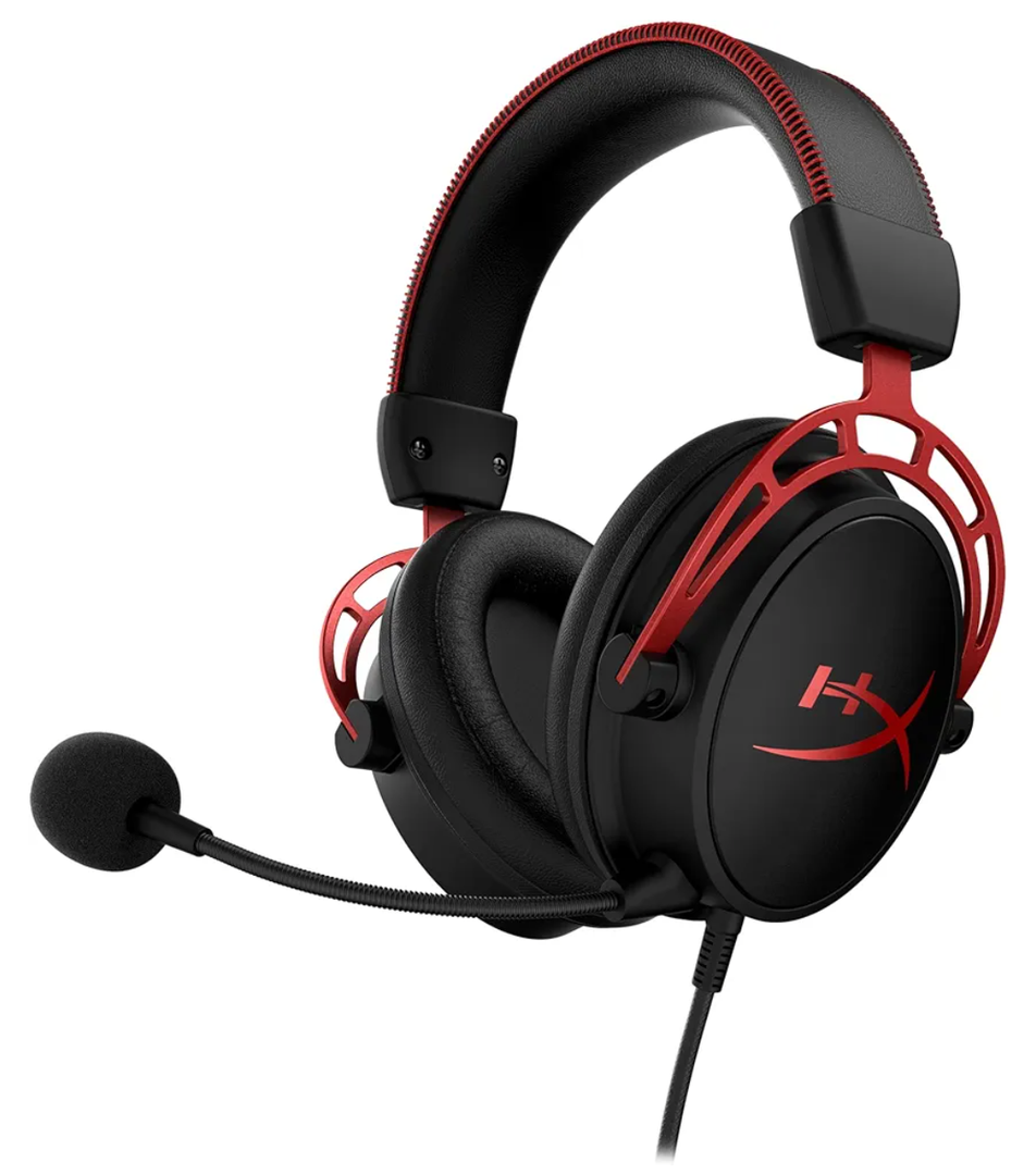 HyperX Cloud Alpha - Gaming Headset, Dual Chamber Drivers, Legendary Comfort, Aluminum Frame, Detachable Microphone, Works on PC, PS4, PS5, Xbox One/ Series X|S, Nintendo Switch and Mobile – Red