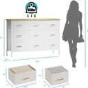 VASICAR Wide TV Stand Modern TV Console, 9 Drawers Dresser for Bedroom, Fabric Storage Cabinet, Chest of Drawers for Closet, Nursery, Living RoomClassic White, 11.8"D x 43.3"W x 29.9"H