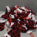 BBTO 48 Pieces Plush Cuff Christmas Mini Stockings 7 Inch Buffalo Plaid Hanging Stockings Xmas Candy Holder Tableware Holders (Red and Black)