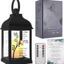 Memorial Lantern with Card - Sympathy Gift for Loss of Mom/Dad/Loved One, Bereavement Keepsake with Flickering Flame, Memory Lamp for Funeral Remembrance or Celebration (Black)
