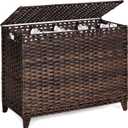 Laundry Hamper with 4 Removable Liner Bags; 176L Handwoven Rattan Laundry Basket with Lid & Heightened Feet; Clothes Hamper with Side Handles, 176L-4 Section, Brown