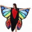 Butterfly Costume for Adult Butterfly Wings Halloween Colorful Wings Costumes Funny Fancy Dress Cosplay (Orange and Blue)