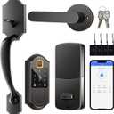Fingerprint Smart Front Door Lock Set, Keyless Entry Door Lock with Handle, Smart Door Locks, Front Door Handle with Keypad and Deadbolt, APP Control, Touchscreen, Oil Rubbed Bronze